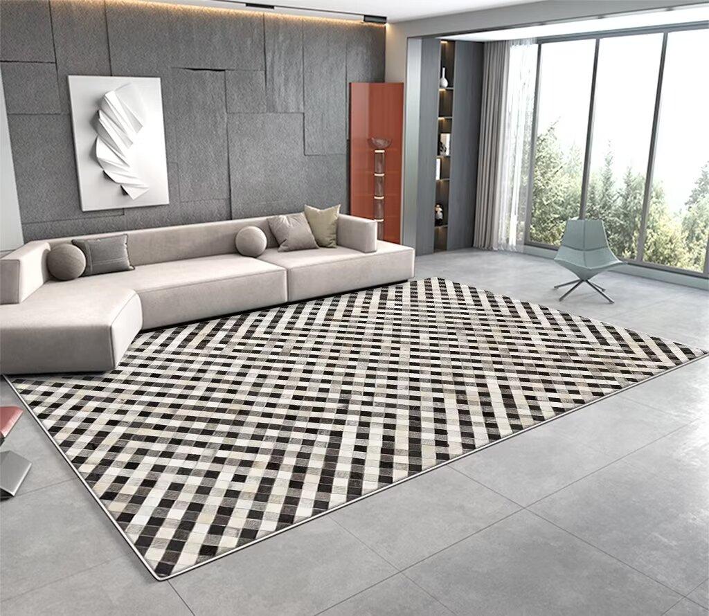 Modern Abstract Soft Fluffy Large Carpet Living Room Imitation Cowhide Decoration Rug for Bedroom Washable Non-slip Entrance Mat