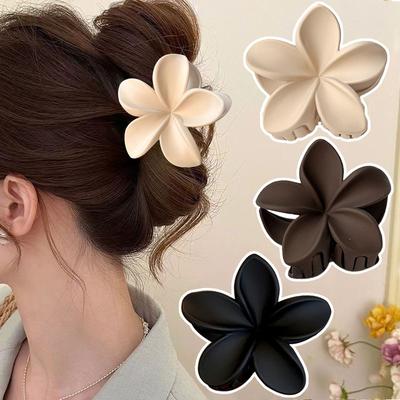Fashion Matte Flower Large Hair Crab Women Hair Claws Hairpin Barrettes Hawaiian Hair Clips Vacation Beach Hair Accessories Gift