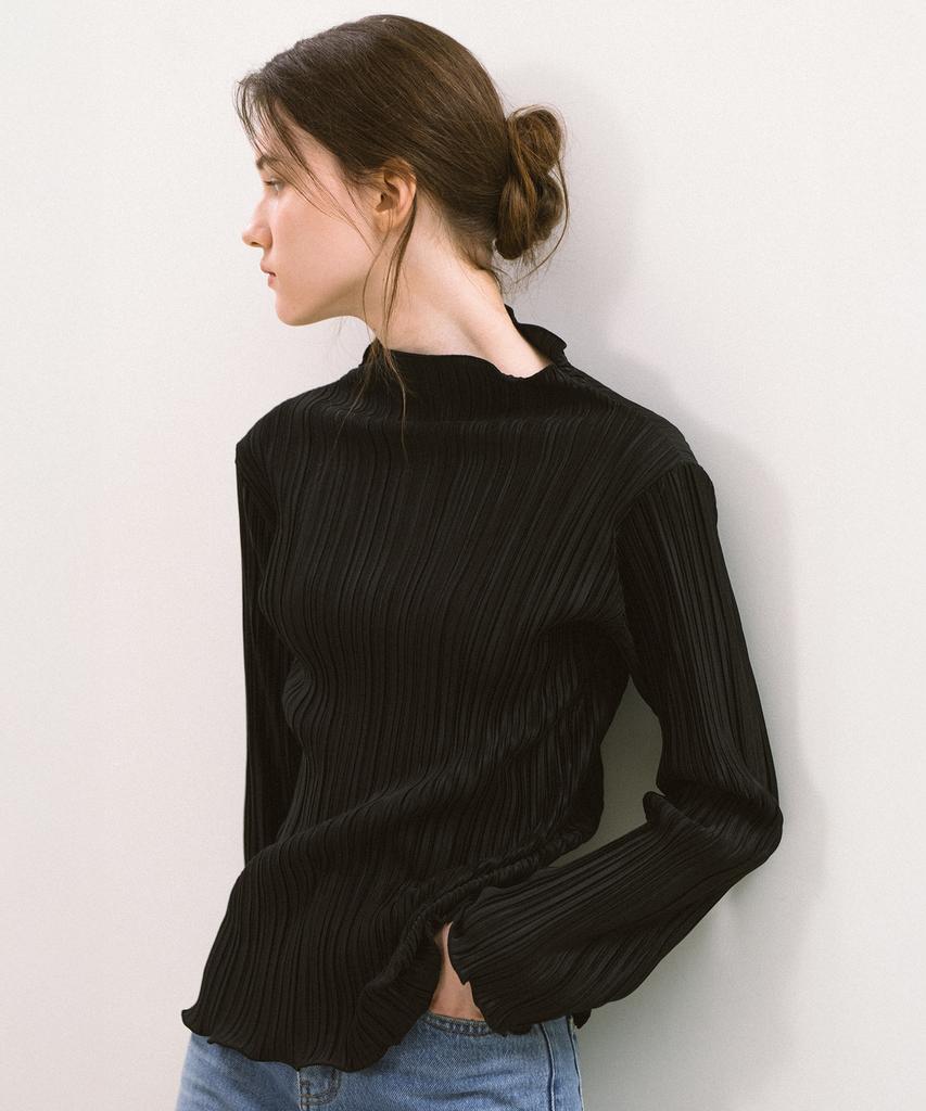 YUPPE Pleated T-Shirt_Black