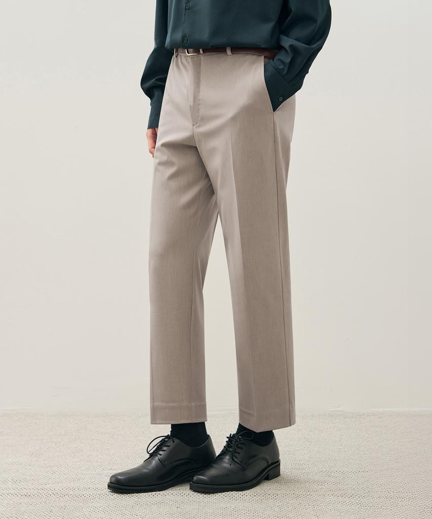 DRAW FIT Elastic Waist Tapered Slacks [L.Beige]