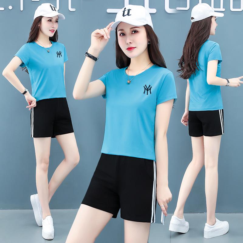 Women's Quick-Dry Summer Sports Set: Korean-Style Short-Sleeve Ice Silk Running Suit