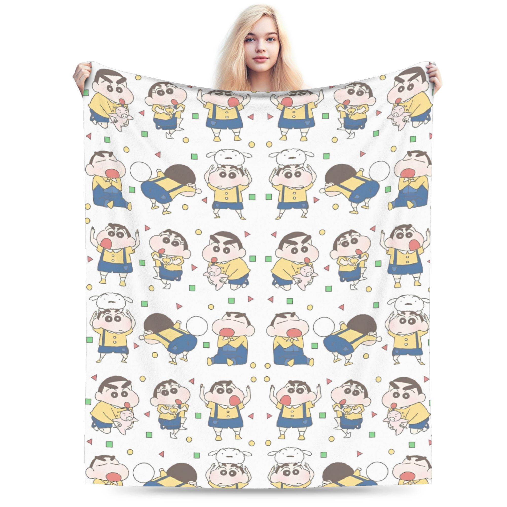 

Crayon Shin Chan as Action Kamen Blankets Fleece Summer Air Conditioning Manga Multi-function Throw Blanket for Home Couch Quilt 200x150cm 80x60in
