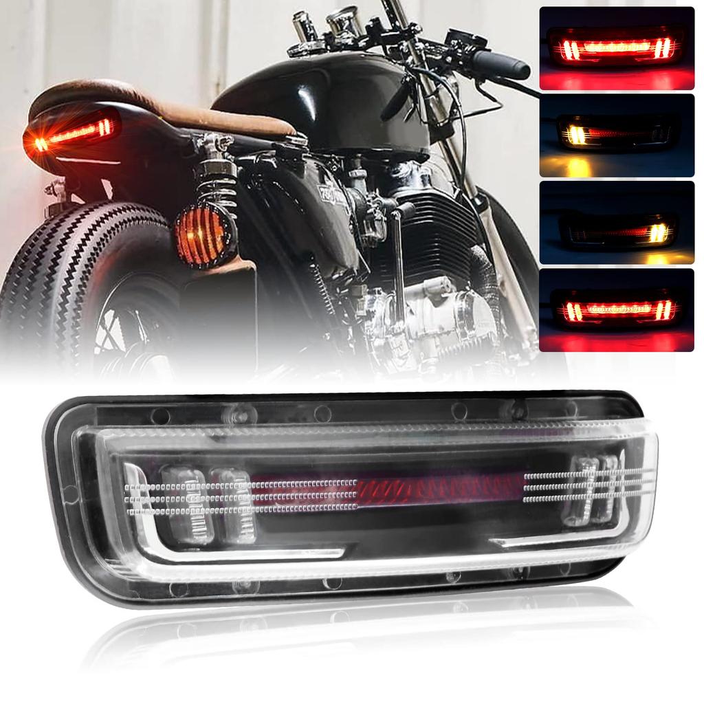 Led Motorcycle Brake Tail Light Amber Red Light Waterproof Universal Clear Lens