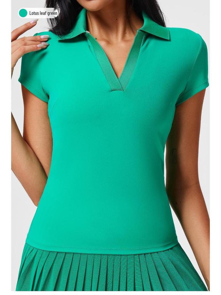 Cai Jue Women's Quick-Dry Polo Shirt - Short Sleeve, Cool Turn-Down Collar for Sports, Badminton, Tennis