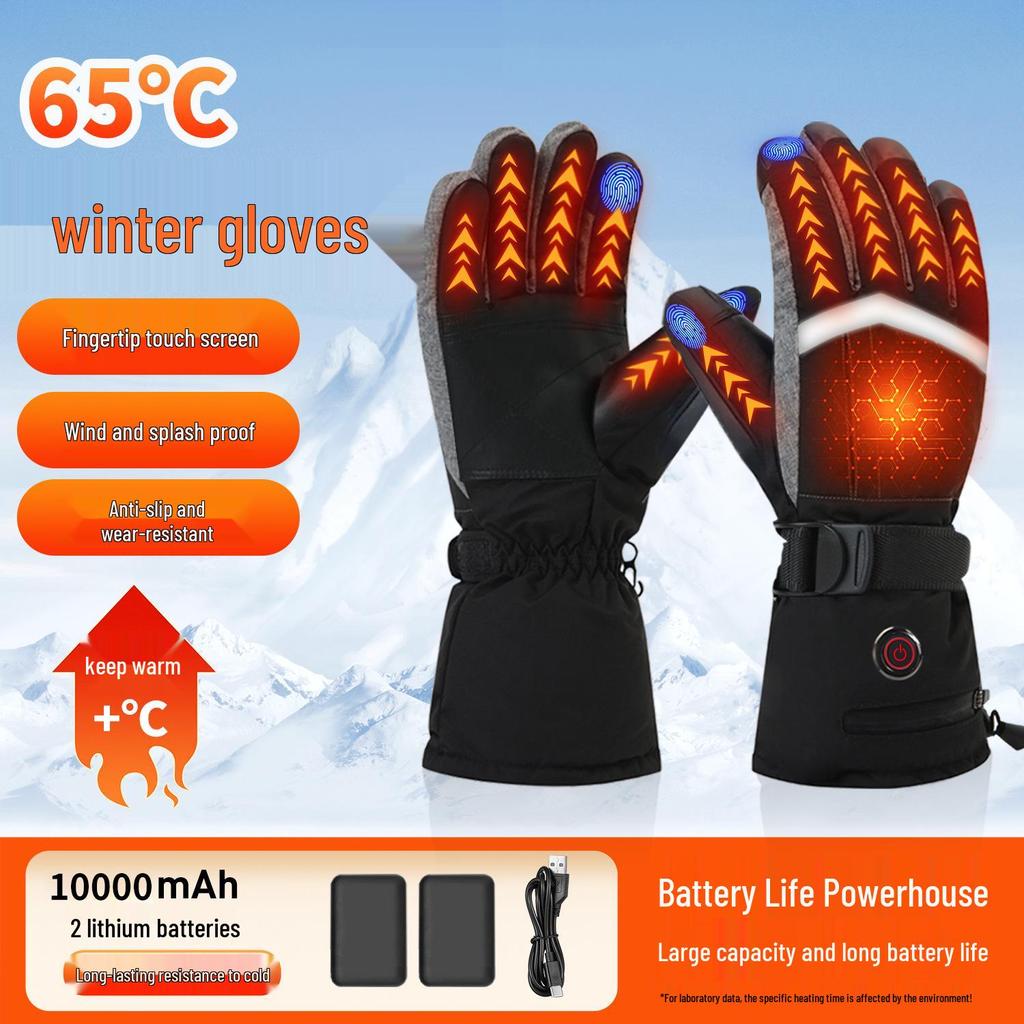 Elektrisch beheizte Fahrradhandschuhe - Winter-Touchscreen-Handschuhe mit Temperaturregelung für die Arbeit im Freien