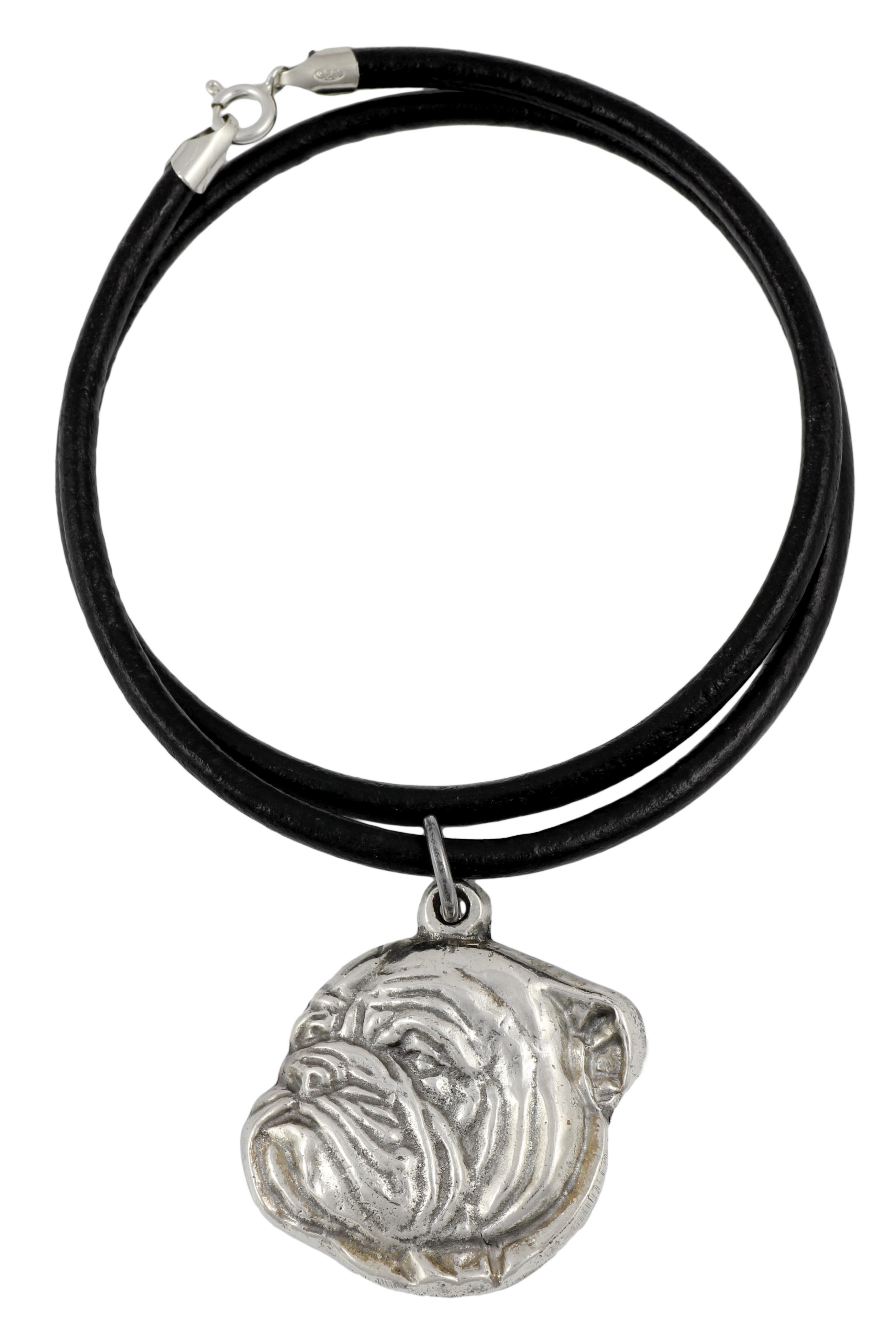 

Bulldog, English Bulldog, British Bulldog III - Necklace with dog, silver-plated pendant for dog fan, unique jewelry by Art-Dog brand срібний
