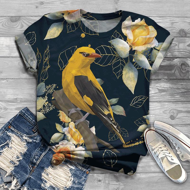 

Women s Summer Retro Style T-shirt with Animal 3D Digital Printing Casual Short Sleeved T-shirt 6XL