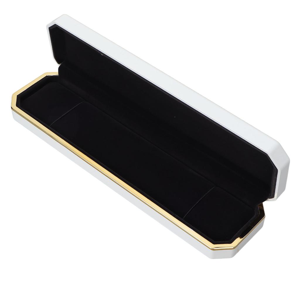LED Lighted Jewelry Gift Box Rings Bracelet Tray Display Storage Case for Proposal Engagement WeddingWhite