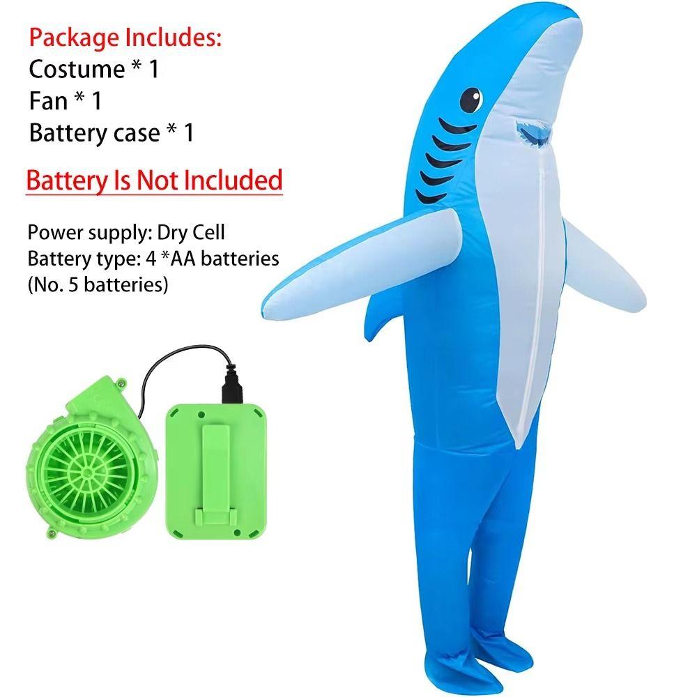 Full Body Jumpsuit Shark Inflatable Suit Cute Halloween Costume  Christmas Carnival