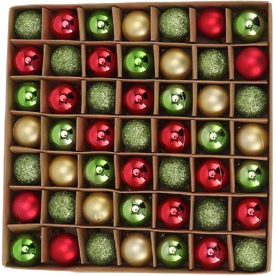 

Мини Рождественские шары, Полированные Небьющиеся Глянцевые 49 шт. Легкие Мини Шары для Рождественской елки для Танцев для Оформления Торгового центра для Семьи Red Green Gold