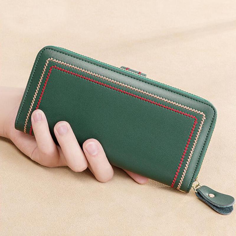 Multi Function Women Wallet Anti RFID Card Holder Large Capacity 6.7inch Phone Long Purse Genuine Leather Clutch Bag