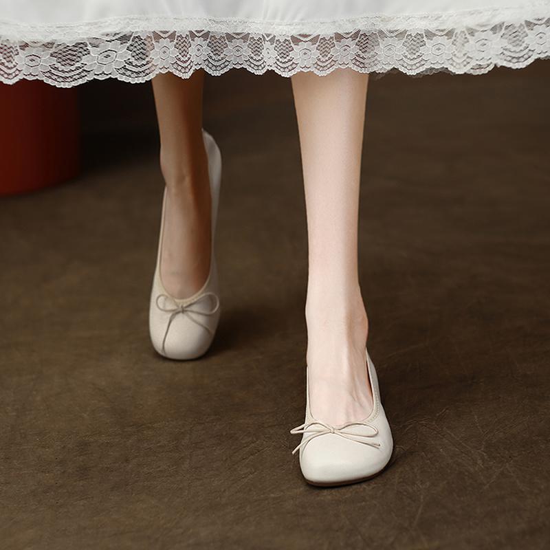 Women Flats Square Head Bow-knot Ballet Flats for Women Solid Color Soft Sole Slip-on Comfortable Shoes New Women's Flats 2024