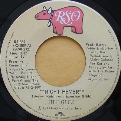 7inch Record BEE GEES - Night Fever RS889 RSO 1978 Canada Pop Used