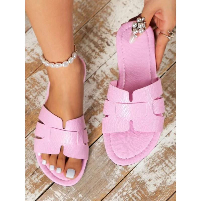 Große flache Sandalen für den Sommer, verschleißfeste Hausschuhe, bonbonfarbene Hausschuhe