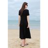 Sancai Plus Size V-Neck Short Sleeve Cross-Strap Little Black Dress