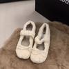 Fairy Wind Lamb Wool French Wool Shoes Female 2025 Winter New Sole with Mary Jane Doudou Cotton Shoes