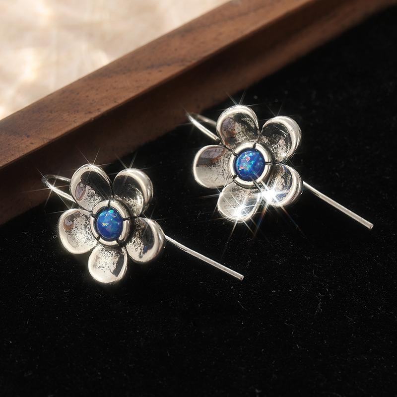 1 Pair of Vintage Hand Carved Flower Earrings, Women's Bohemian Style Daily Vacation Jewelry Accessories, Perfect Gift for Her