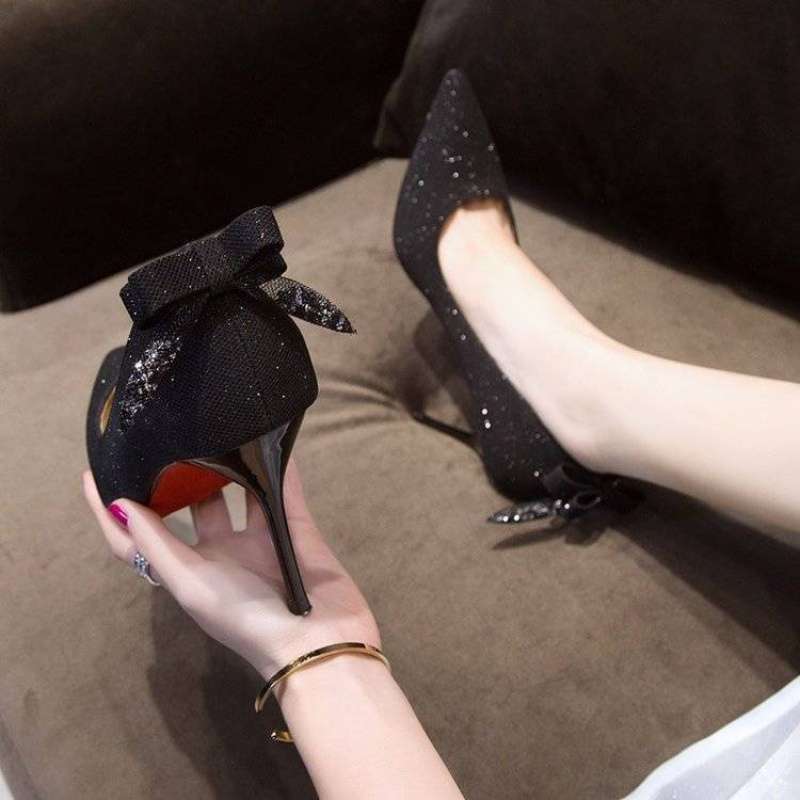 French high heels female stiletto student 18-year-old girl small fresh silver bridesmaid shoes light color wedding shoes wedding photo