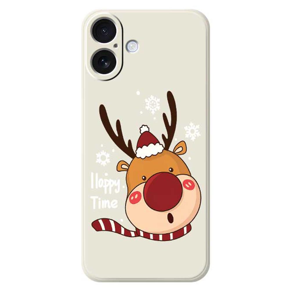 

For iPhone 17 Case Snowflake Deer Head Pattern Printing Straight Edge TPU Phone Back Cover Beige