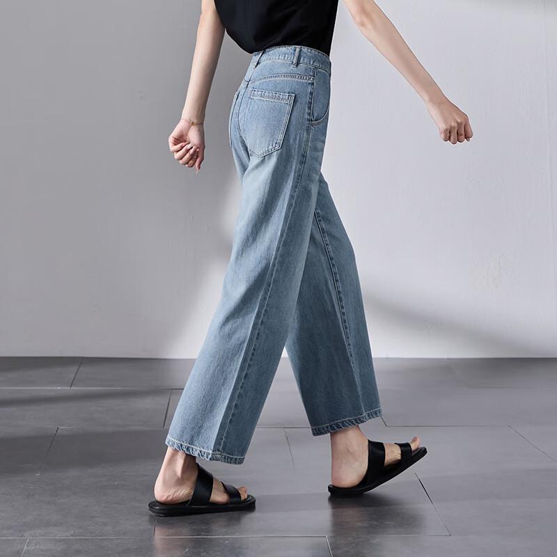 SOFSIL Women's High-Waist Cropped Wide-Leg Jeans