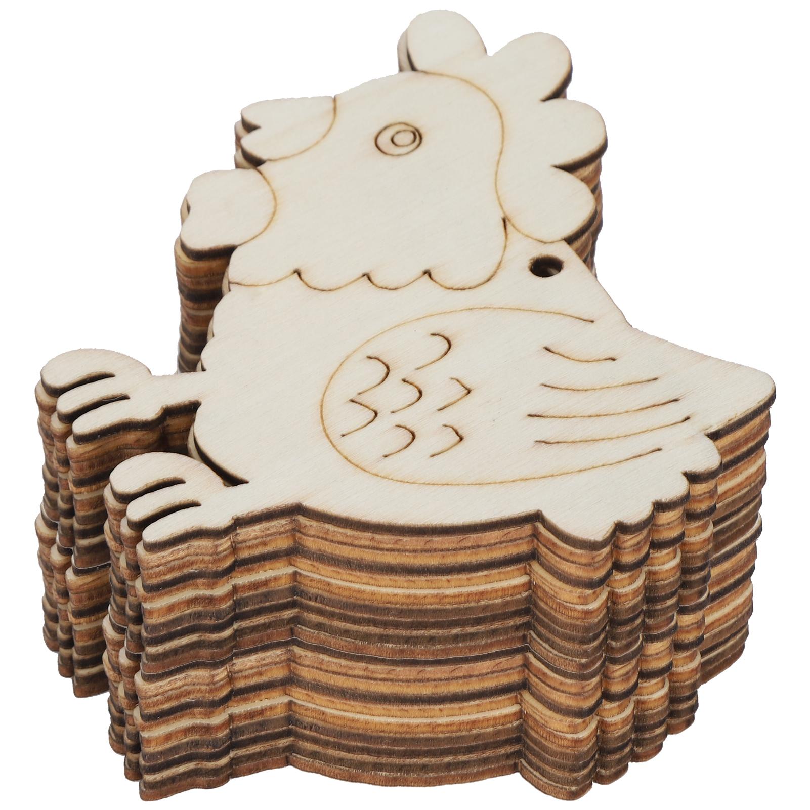 

20 шт. Деревянное украшение в виде курицы, необработанное дерево, пасхальный декоративный кулон, товары для рукоделия