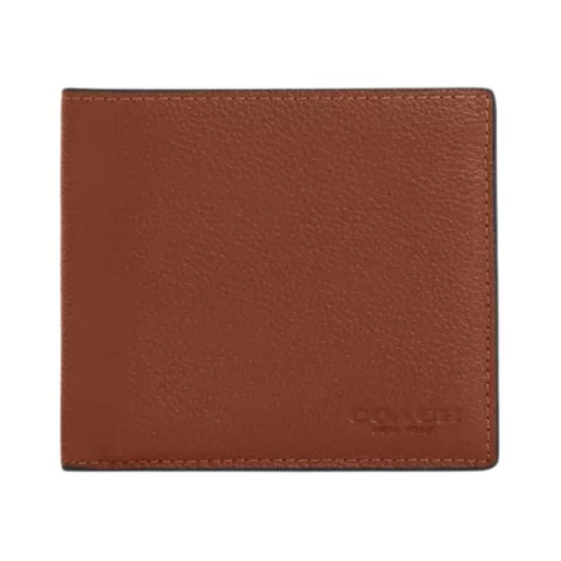

COACH 11 letters logo logo snap smooth calfskin wallet men s brown коричневый