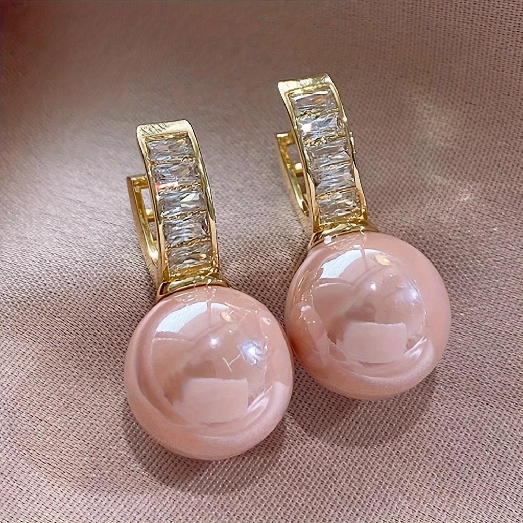 Elegante Zinklegierung Creolen mit rosa Imitationsperle für Party und Date