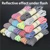 Reflective Polyester Shoelaces 120cm Long Anti Slip Woven Round Shoe Laces Replacement For Sneakers Casual Foowear