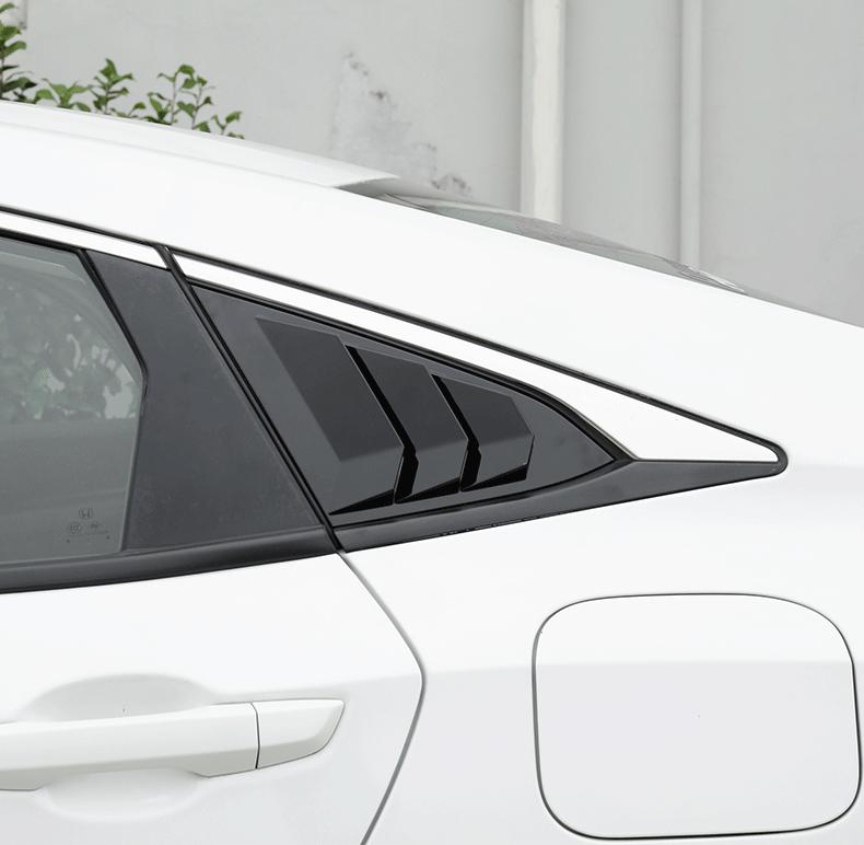 For Honda Civic 10th Gen 2016-2020 Sedan Rear Side Window Louvers Air Vent Scoop Shades Cover Trim Blinds Carbon Car Accessories