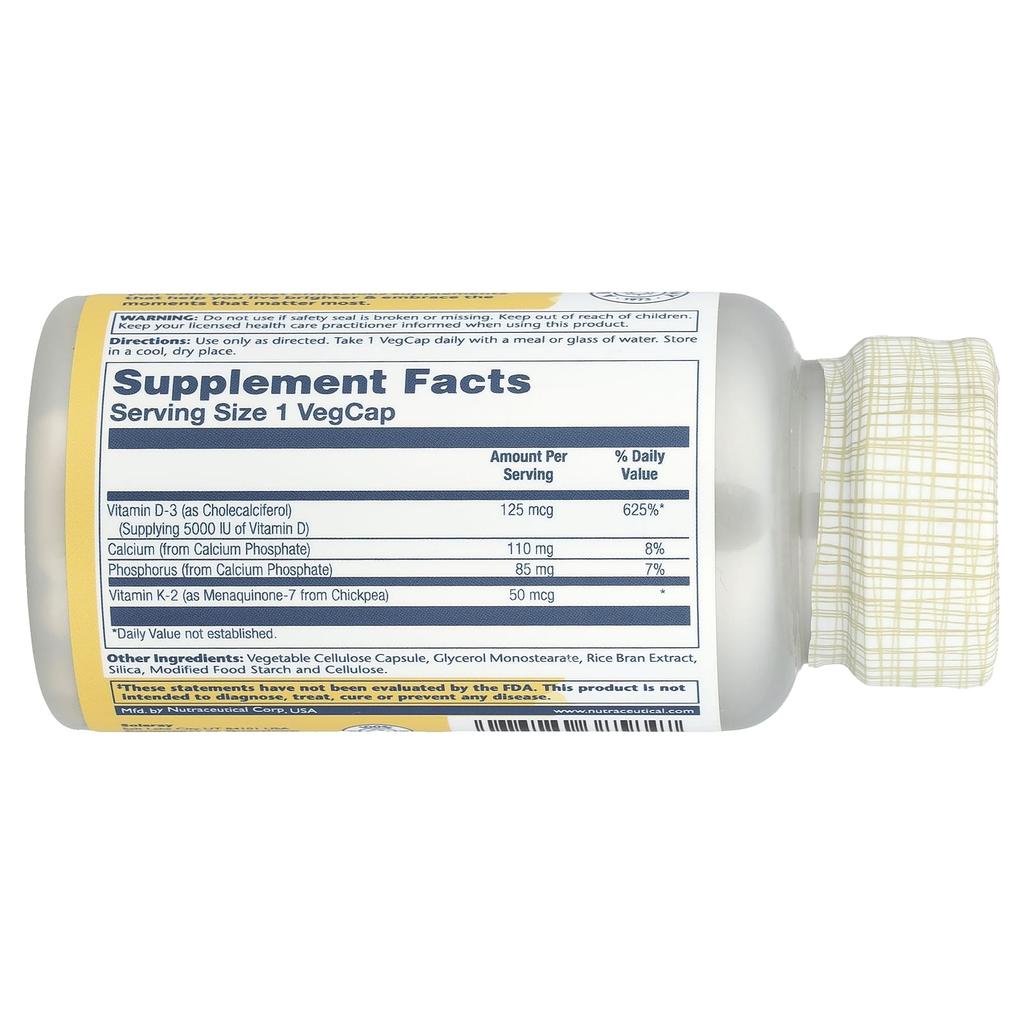 Vitamin D3 + K2, Soy Free, 60 Veggie Capsules