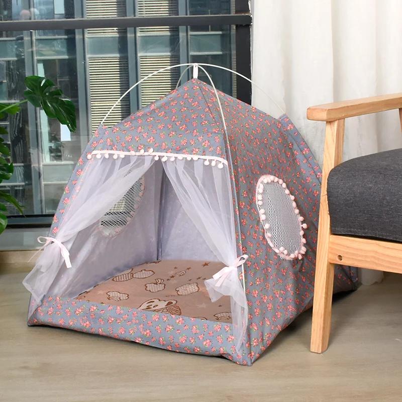 

KEMORELA 1PCS Cat Broken Flower Tent Semi Enclosed Pet Tent Nest Universal For All Seasons Cat And Dog Nest Pet Supplies S сірий