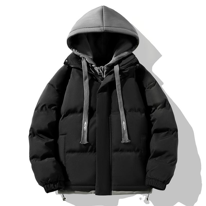 

Fake Two-piece Hooded Cotton-padded Jacket Men s Winter Padded Casual Joker Coat Down Bread Cotton-padded Jacket XXXXL