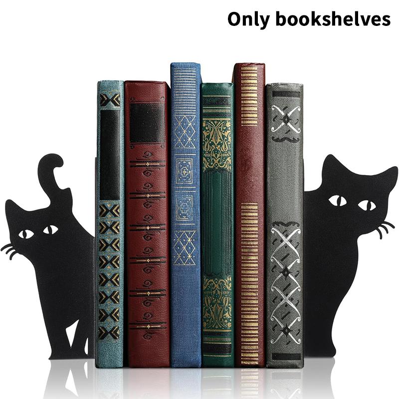 Cute Cat-Shaped Bookend, Desktop Bookshelf, Book Clip, Stationery Storage Book Stand, Home Desktop Decoration.