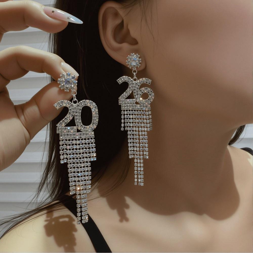 Crystal Drop Earrings High-Quality 2026 Earrings Rhinestone Earrings Long For Women'S Jewelry Christmas Party Special Events