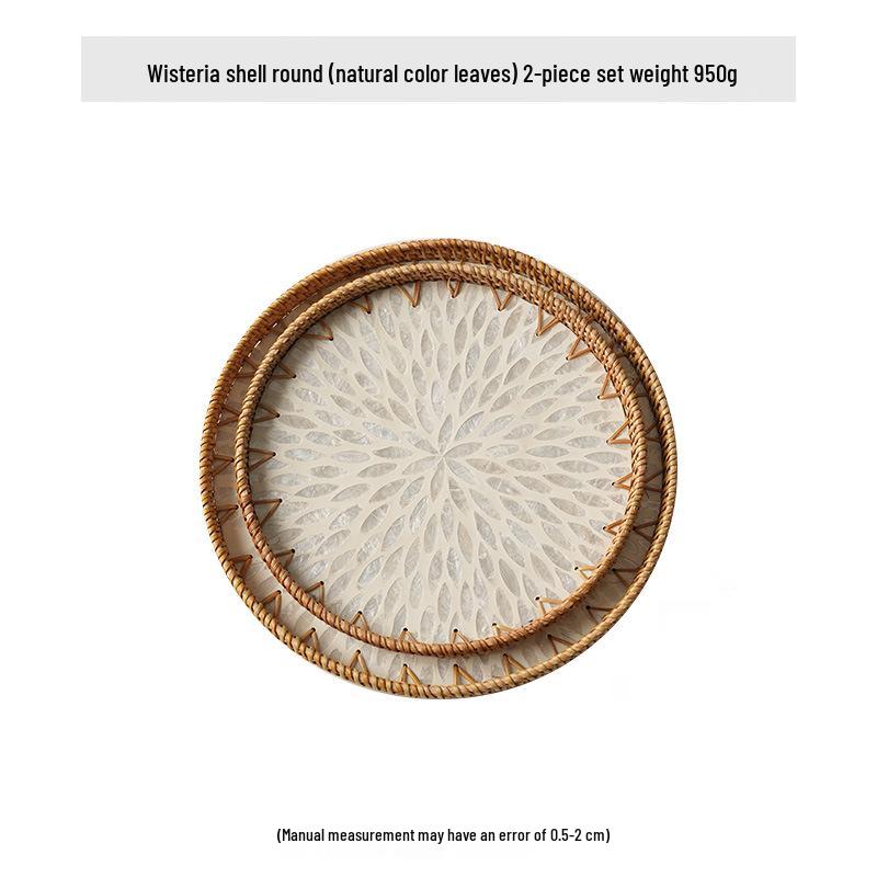 Handmade Rattan Round Light Luxury Tray for Picnic, Fruit, and Candy Storage in the Living Room or Restaurant.