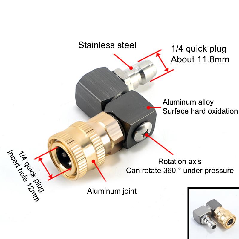 

1 Pcs Hose Fitting Coupler Adaptor With Dn8 G1/4 Thread Universal 360º Rotatable Pneumatic Connector Air Tool Diy Accessories Black B