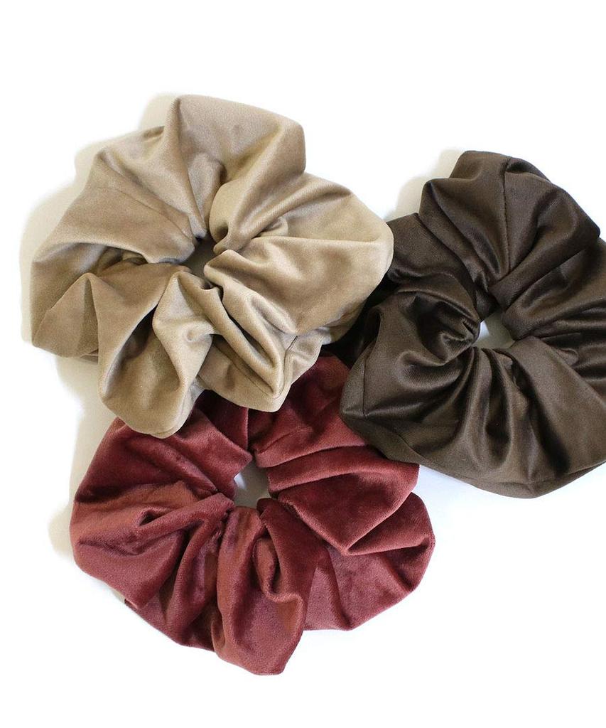 Kobe Vingtaine VINGTAINE Velour Voluminous and Black Scrunchie, Oversized, Big, Gorgeous, Trendy, Ponytail, HS-144-BK -