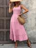 Sommer Damen Latzrock Falten-Patchwork A-Linien-Kleid