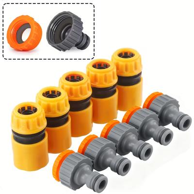 6/10-Piece Hose Quick Connector Kit | 3/4" & 1/2" | Threaded Faucet Adapters | Car Wash & Garden Watering