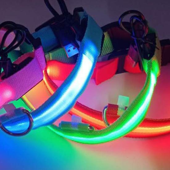 LED Pet Harness USB Rechargeable Light Up Dog Harness 3 Lighting Modes Adjustable Glow-in-The-Dark Safety Vest for Night Walking Medium Large Dogs