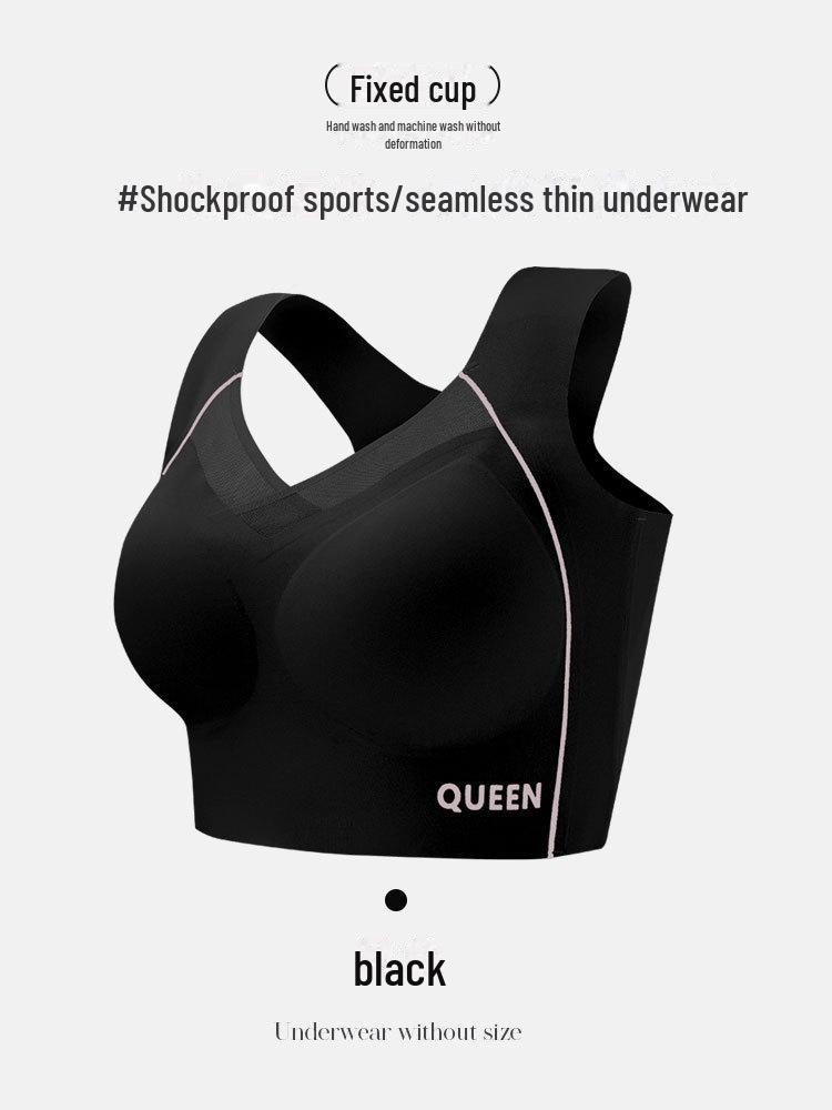 Seamless Shockproof Plus Size Sports Bra with Push-Up & Widened Side Wall - No Steel Ring