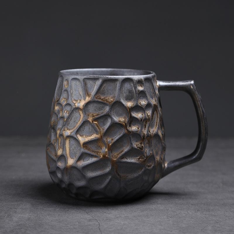 Ceramiczny kubek o dużej pojemności, retro kubek do kawy z grubej ceramiki, wysokiej klasy wykwintny kubek do latte, niszowy kubek na wodę z wyczuciem designu