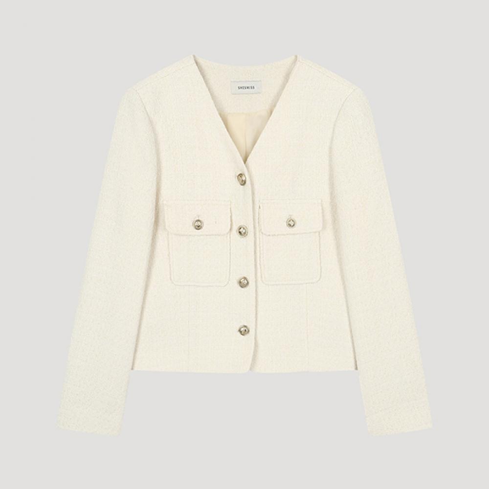 

She S miSS Твидовый жакет с V-образным вырезом Swwjko31040 iV Ivory/55