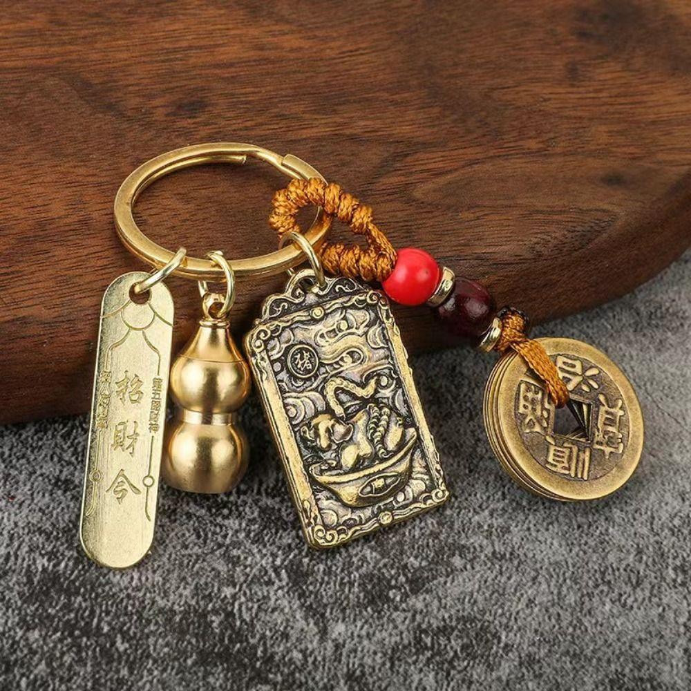 Zodiac Metal Fengshui Pendant Brass Gourd Brass Gourd Money Keychain  Gift