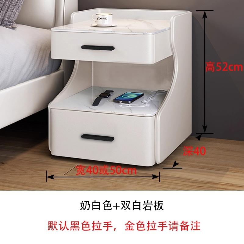 Smart Solid Wood Bedside Table,New Light Luxury Modern Style for 2025 Home Bedrooms,Compact Nightstand with Practical Storage