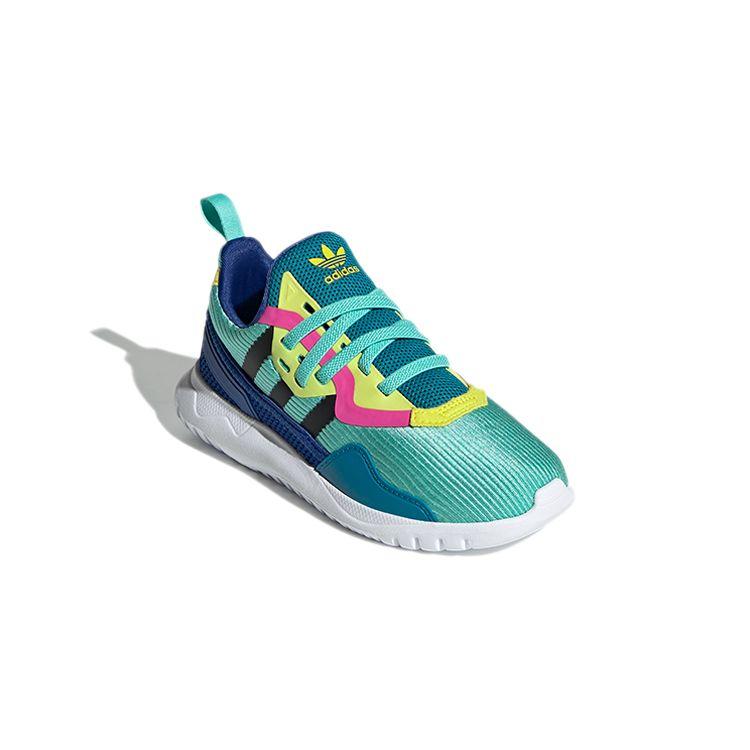 Adidas Originals Flex Series El C Comfortable Versatile Non-Slip Shock Absorbing Durable Low-Top Casual Shoes Kids Sneaker Green Blue FX5333