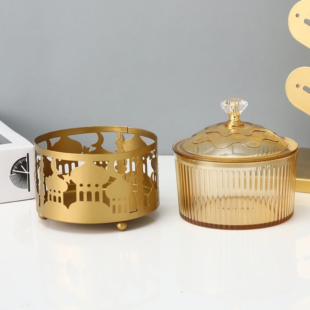 with Lid Eid Mubarak Snack Tray Metal Middle Dessert Tray Storage Box  Table Centerpiece