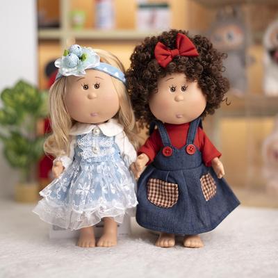 Mia Figure Doll with Denim Overalls Set - Silicone Jointed Toy