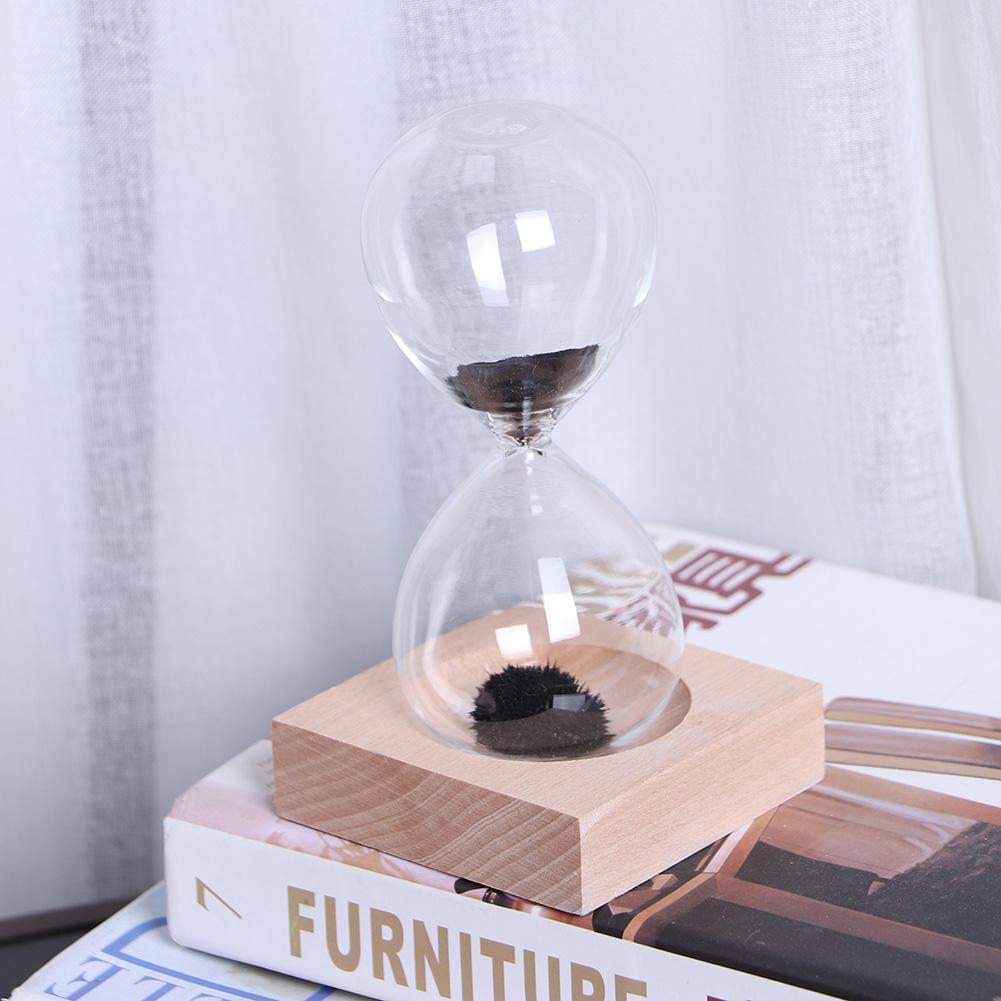 Desktop Magnetic Glass Sand Hourglass with Base for Home Decoration Ornament Gift
