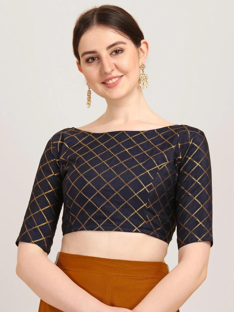 Hermosa Blusa de Trabajo Tejida en Jacquard Ropa para Fiesta de Boda India Choli Cosido